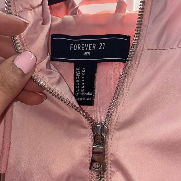 FOREVER 21 Mens pink rain/wind coat size medium - Picture 2 of 4